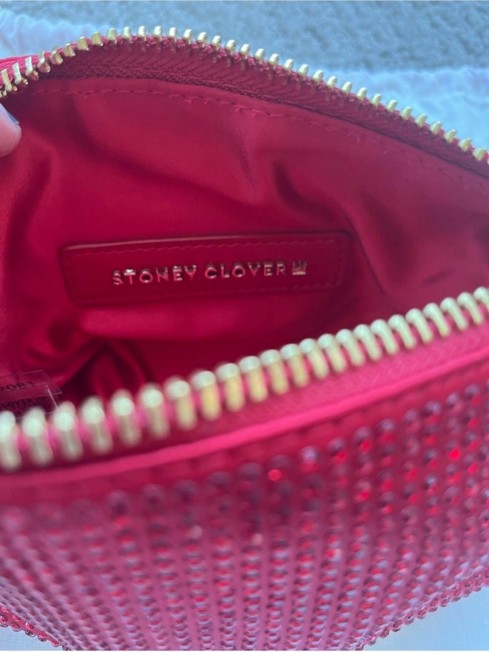 NWT stoney clover lane red Crystal-Embellished Cosmetic Pouch - Picture 5 of 7